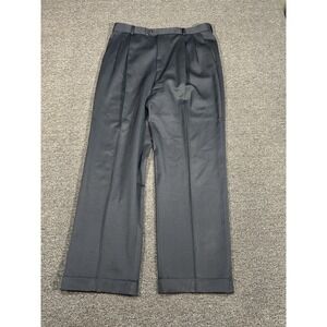 Zanella Bennett Dress Pants Men's 36x32 Blue 100% Wool Italy Pleated Cuffed